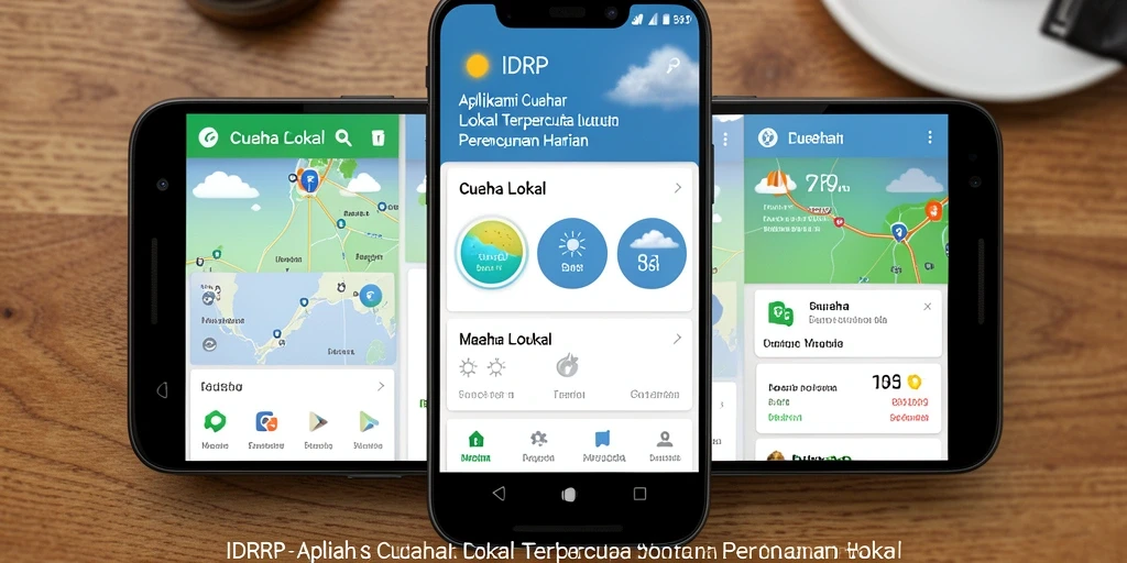 Antarmuka modern aplikasi IDRRP menampilkan cuaca lokal dengan jelas.