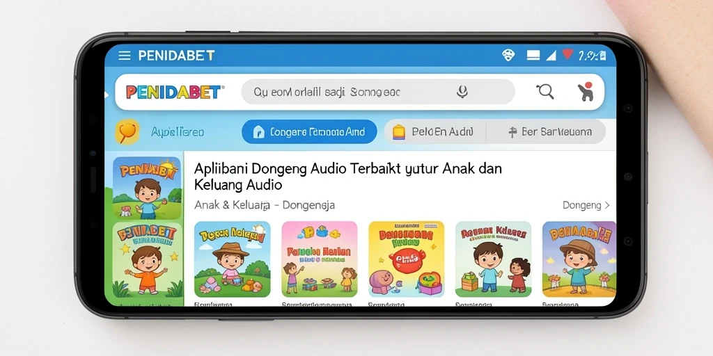 Antarmuka PENIDABET menampilkan koleksi dongeng audio yang menarik.
