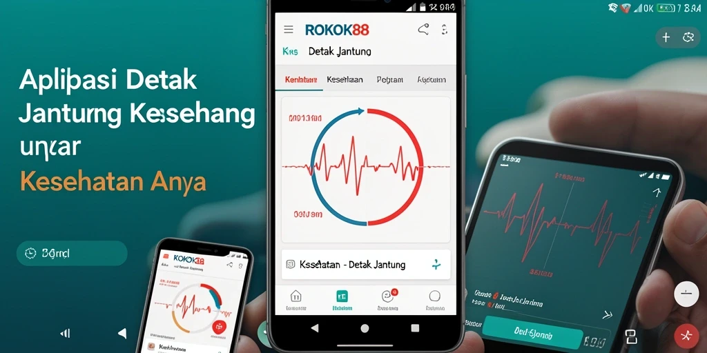 Antarmuka aplikasi ROKOK88 yang menampilkan grafik detak jantung.