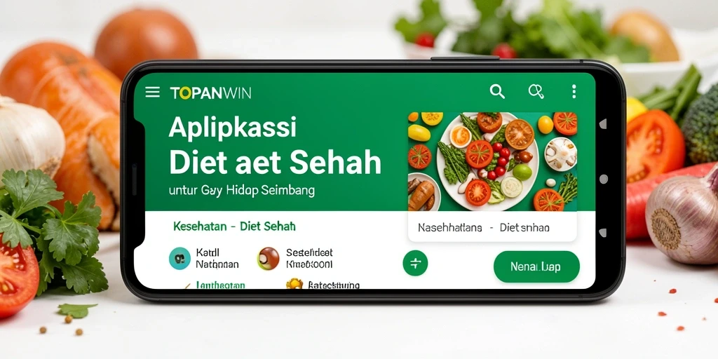 Antarmuka aplikasi TOPANWIN untuk rencana diet sehat.