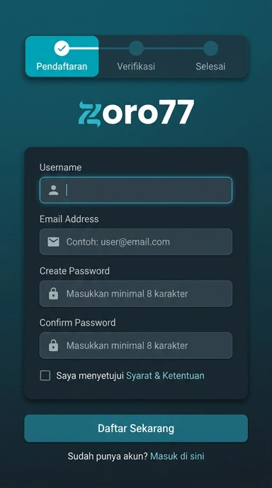 Buat Akun zoro77 dengan Mudah untuk Android